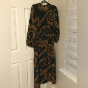 Women’s hunter green and brown printed maxi dresss